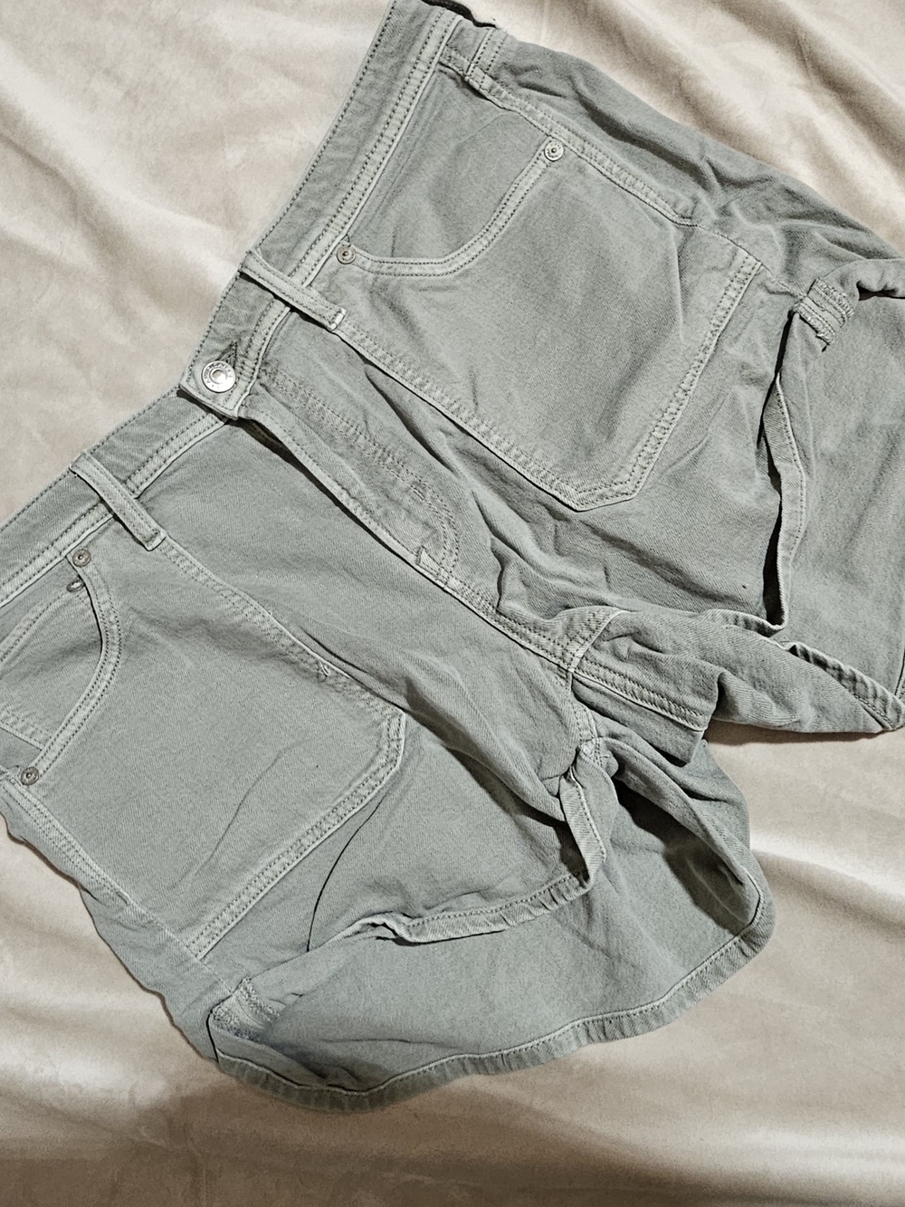 American Eagle Outfitters Sage Green/Gray Denim Cutoff Shorts